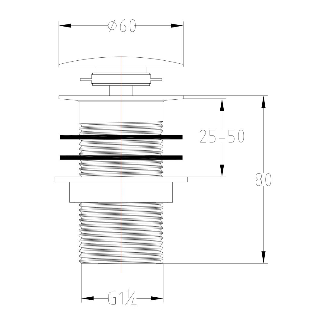 Unslotted Sprung Plug Basin Waste - Brushed Brass