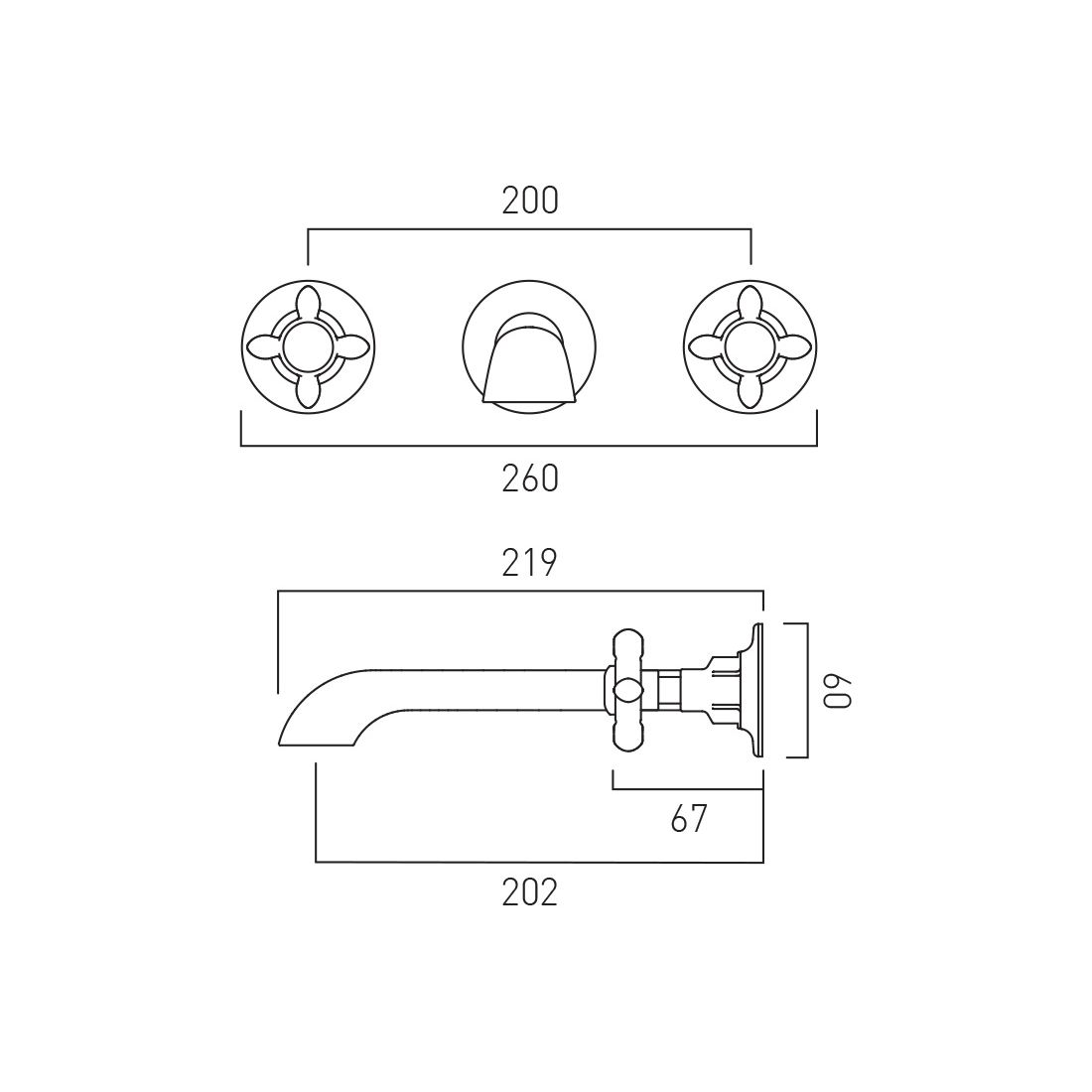 Booth & Co Axbridge Wall Mounted Basin Mixer Tap - Bright Nickel