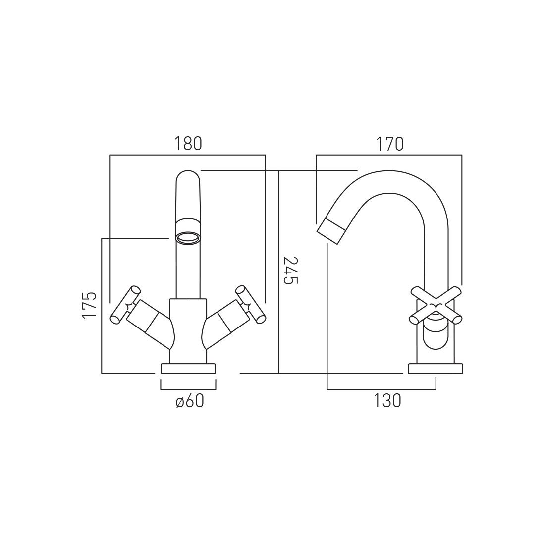 VADO Elements Mono Basin Mixer - Chrome