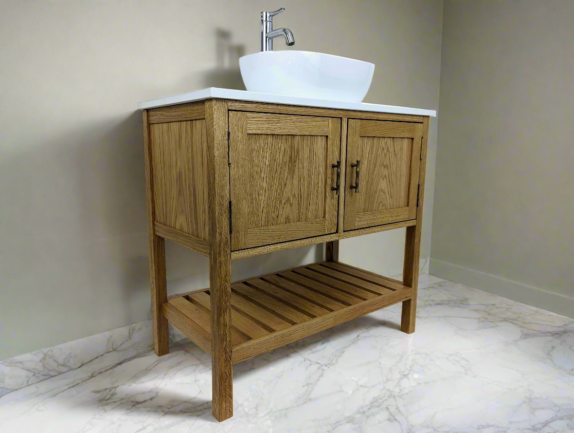 Adelaide Oak Bathroom Vanity Unit With Counter Mounted Basin