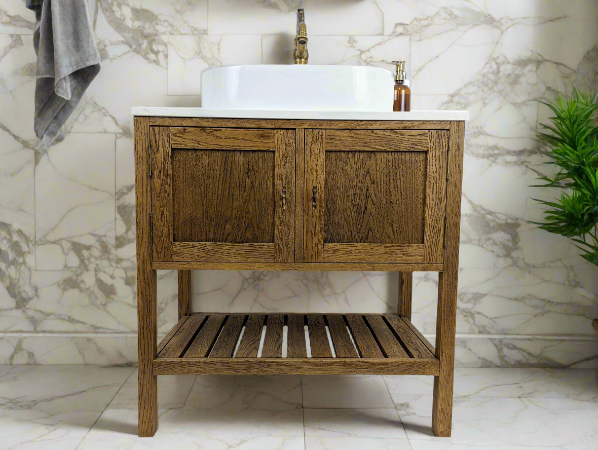 Adelaide Oak Bathroom Vanity Unit With Counter Mounted Basin