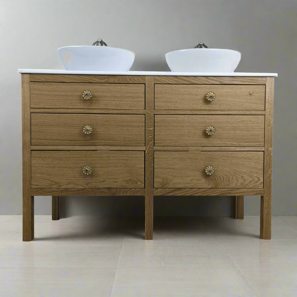Double Hanover Oak Bathroom Vanity Unit