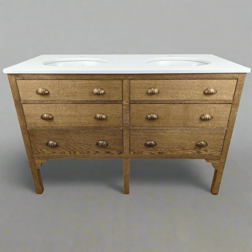 Double Hanover Oak Bathroom Vanity Unit