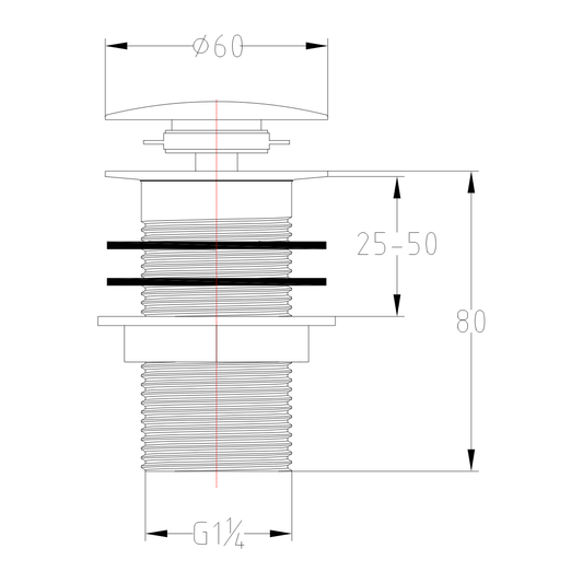 Unslotted Sprung Plug Basin Waste - Chrome