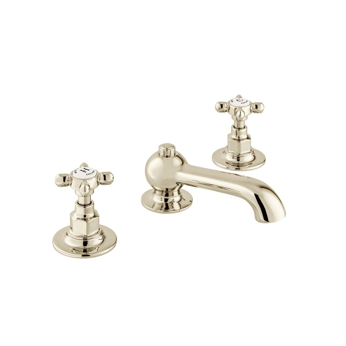 Booth & Co Axbridge 3 Hole Basin Mixer inc Pop-Up Waste - Bright Nickel