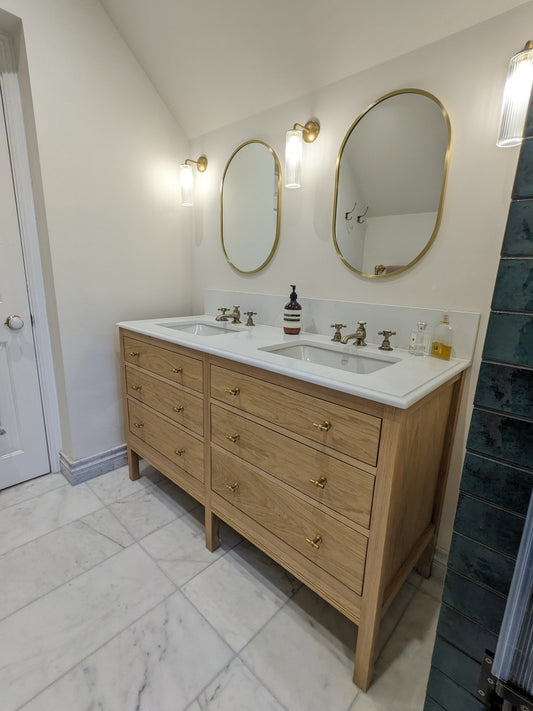 Double Hanover Oak Bathroom Vanity Unit