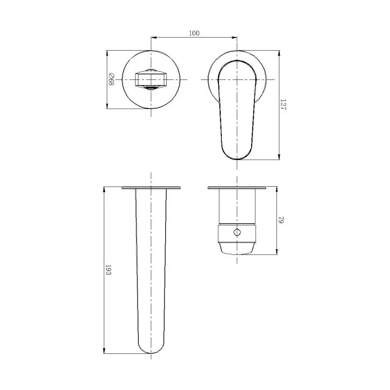 RAK Petit Round Wall Basin Mixer Black