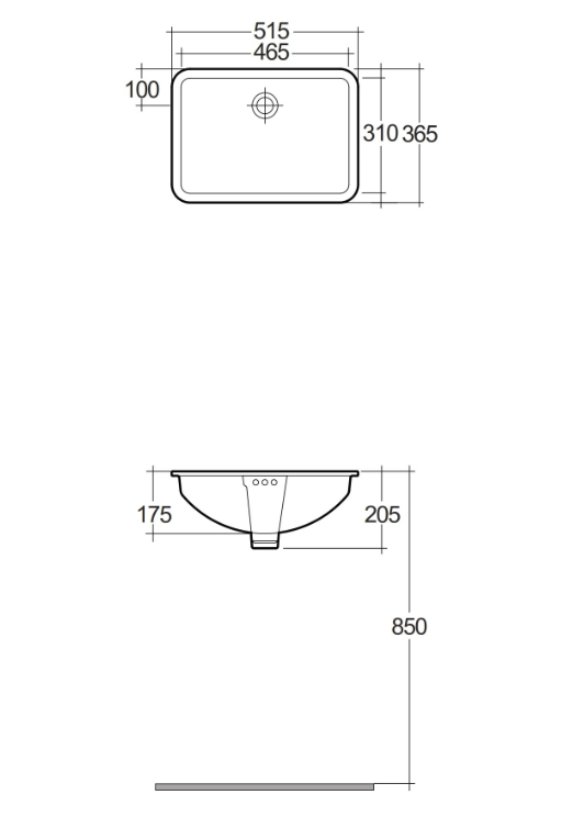 RAK Cleo Rectangular Undermount Basin