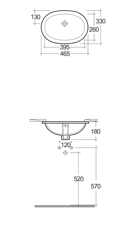 RAK Lily Oval 465x330mm Undermount Basin