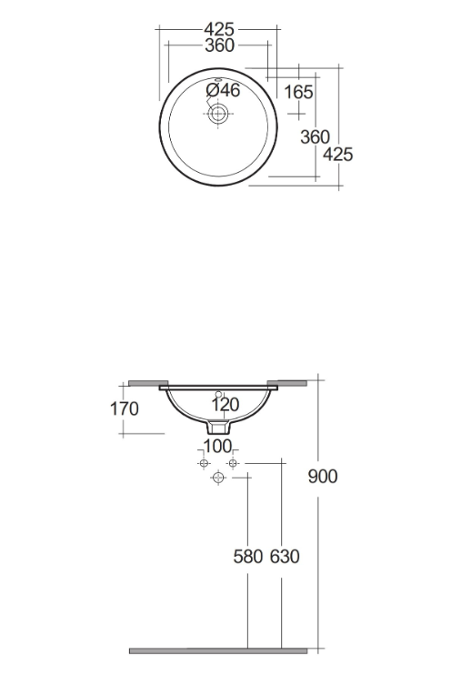 RAK Variant Round 360mm Undermount Basin