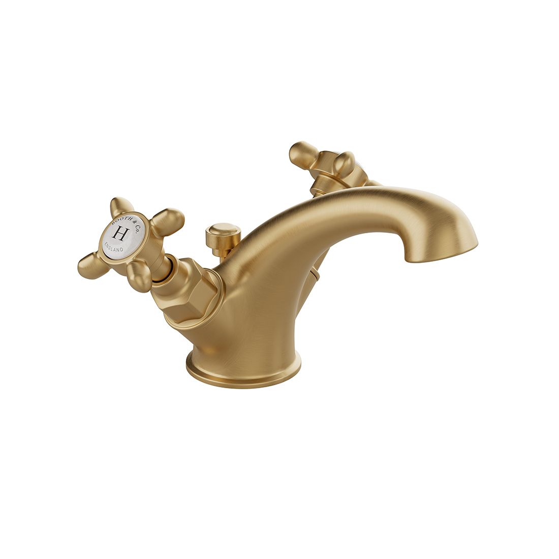 Booth & Co Axbridge Mono Basin Mixer inc Pop-Up Waste - Brushed Gold