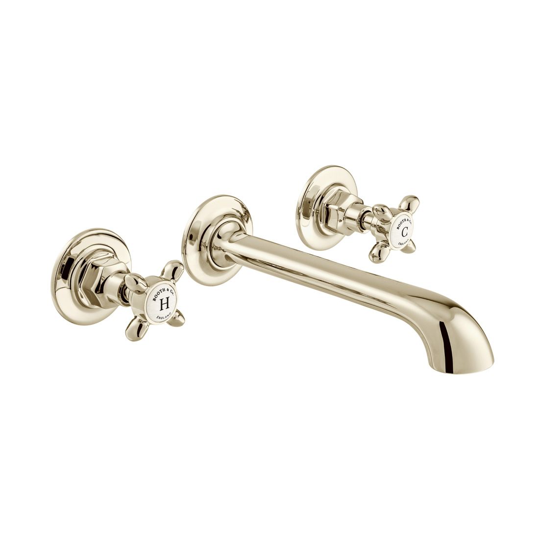 Booth & Co Axbridge Wall Mounted Basin Mixer Tap - Bright Nickel