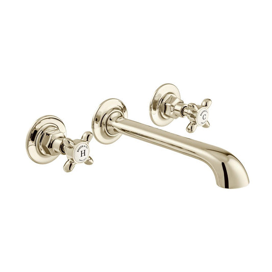 Booth & Co Axbridge Wall Mounted Basin Mixer Tap - Bright Nickel