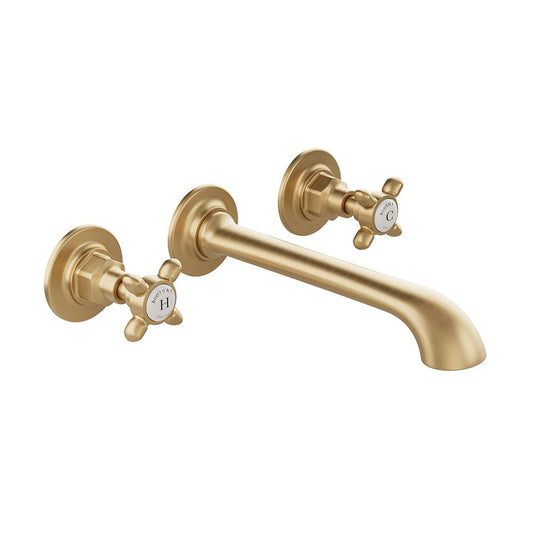 Booth & Co Axbridge Wall Mounted Basin Mixer Tap - Brushed Gold