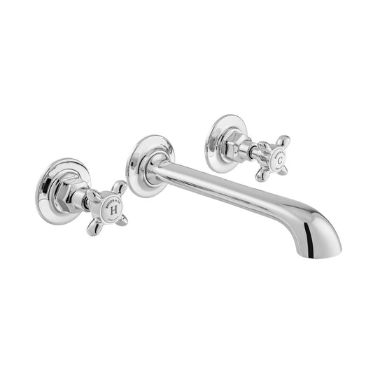 Booth & Co Axbridge Wall Mounted Basin Mixer Tap - Chrome