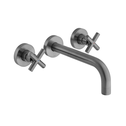 VADO Elements Wall Mounted Basin Mixer 200mm Spout - Brushed Gunmetal