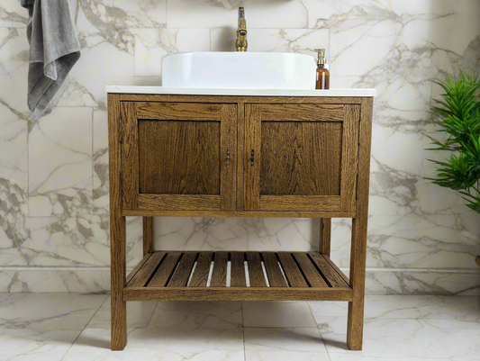 Adelaide Oak Bathroom Vanity Unit With Counter Mounted Basin