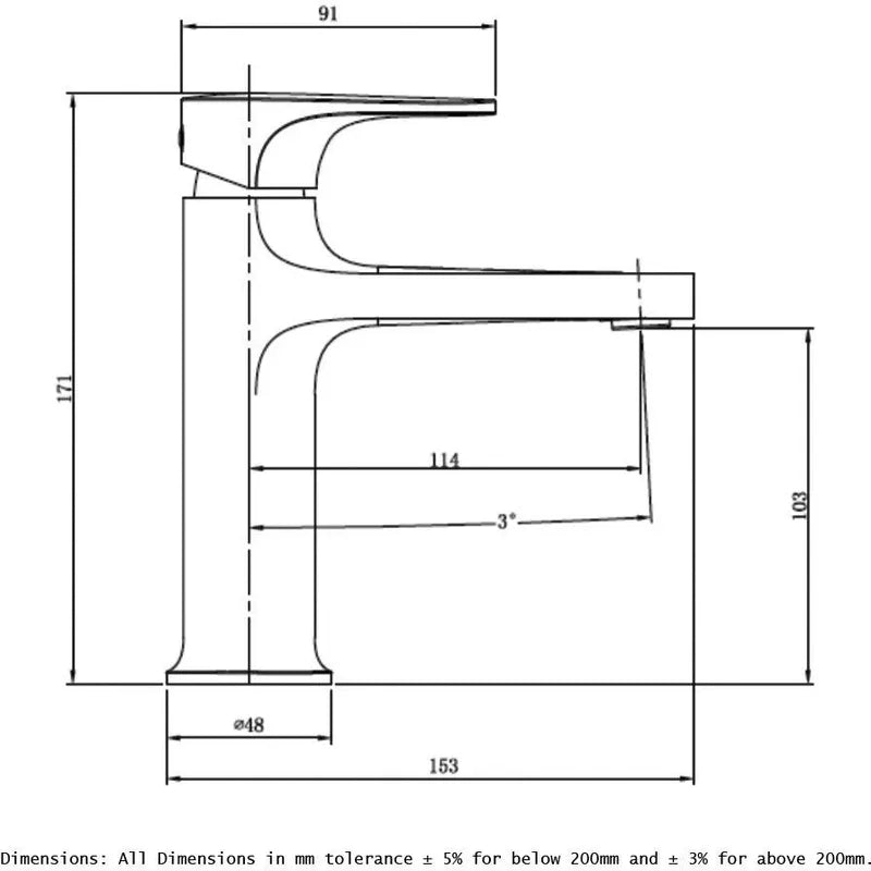 RAK Portofino Standard Basin Mixer in Brushed Nickel