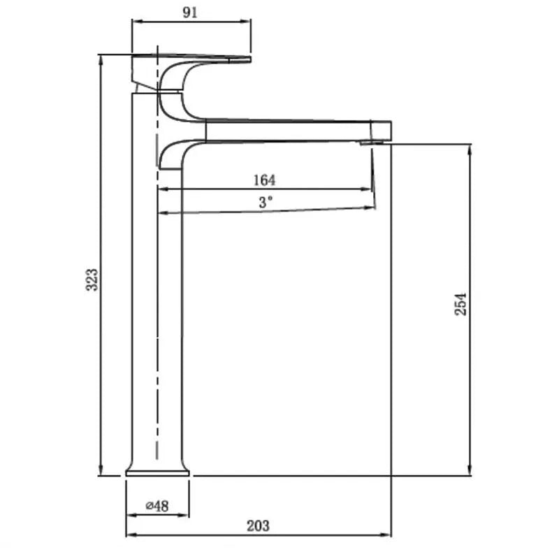 RAK Portofino Tall Basin Mixer in Brushed Nickel