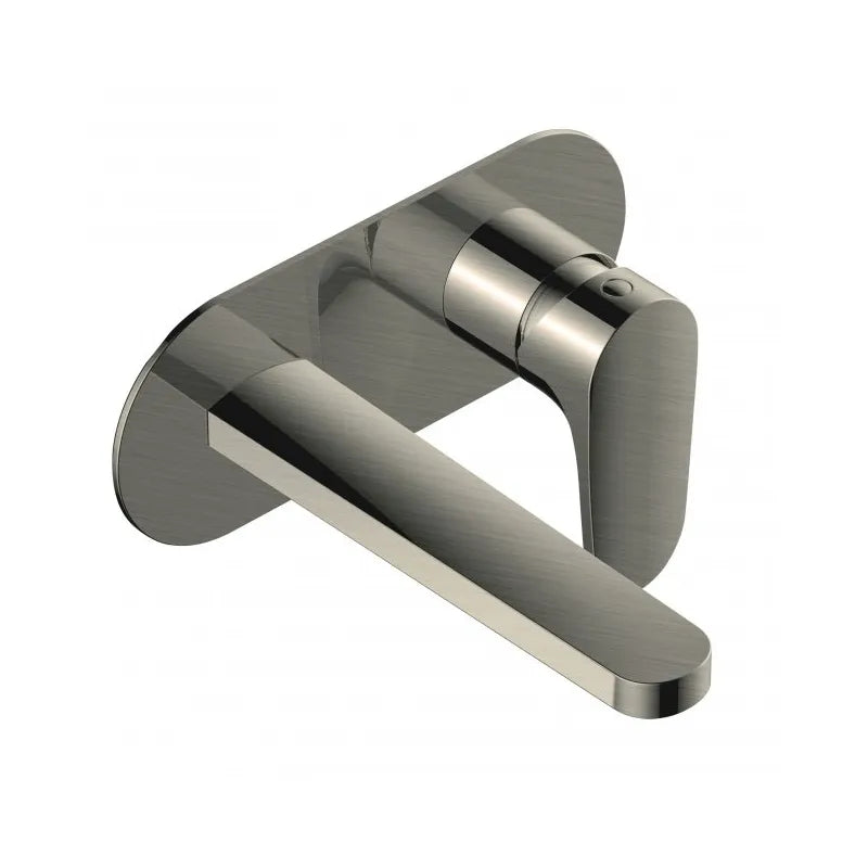 RAK Portofino Wall Mounted Basin Mixer Tap with Back Plate - Brushed Nickel