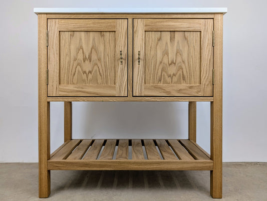800mm Adelaide Oak Bathroom Vanity Unit with Counter Mounted Basin