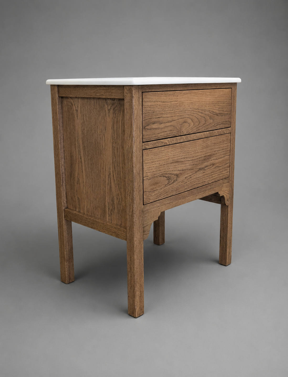 650mm Pavilion Oak Bathroom Vanity Unit - Carrara Quartz Countertop