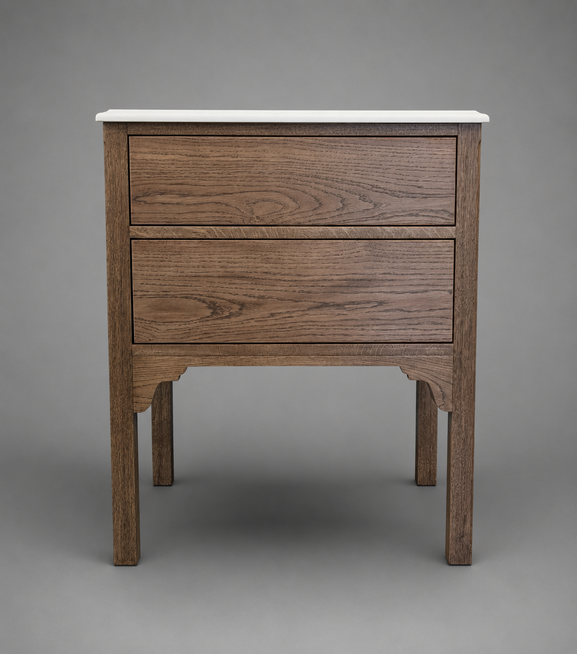 650mm Pavilion Oak Bathroom Vanity Unit - Carrara Quartz Countertop
