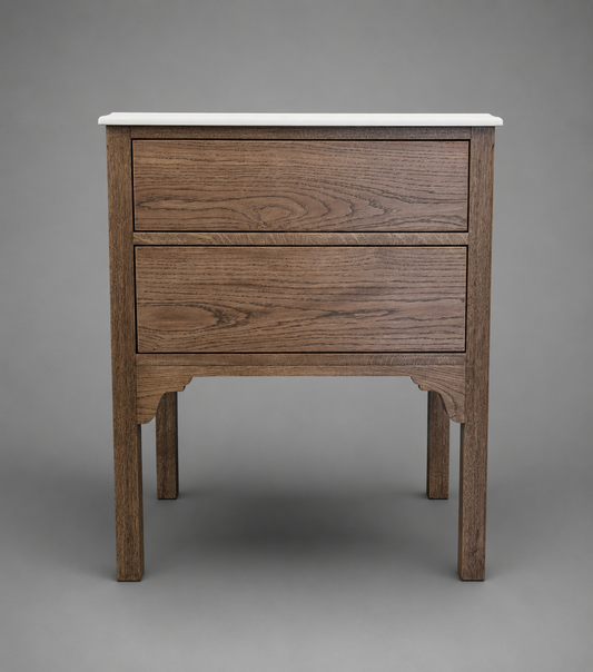 650mm Pavilion Oak Bathroom Vanity Unit - Carrara Quartz Countertop