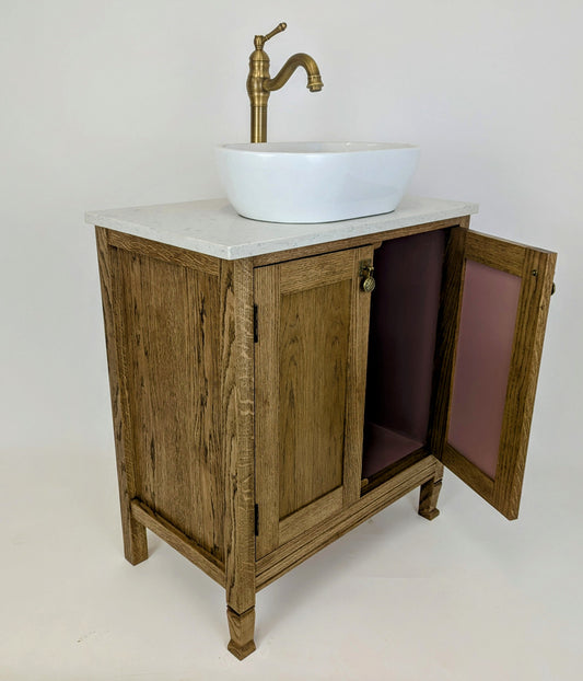 Vintage-Inspired Record Cabinet Bathroom Vanity Unit