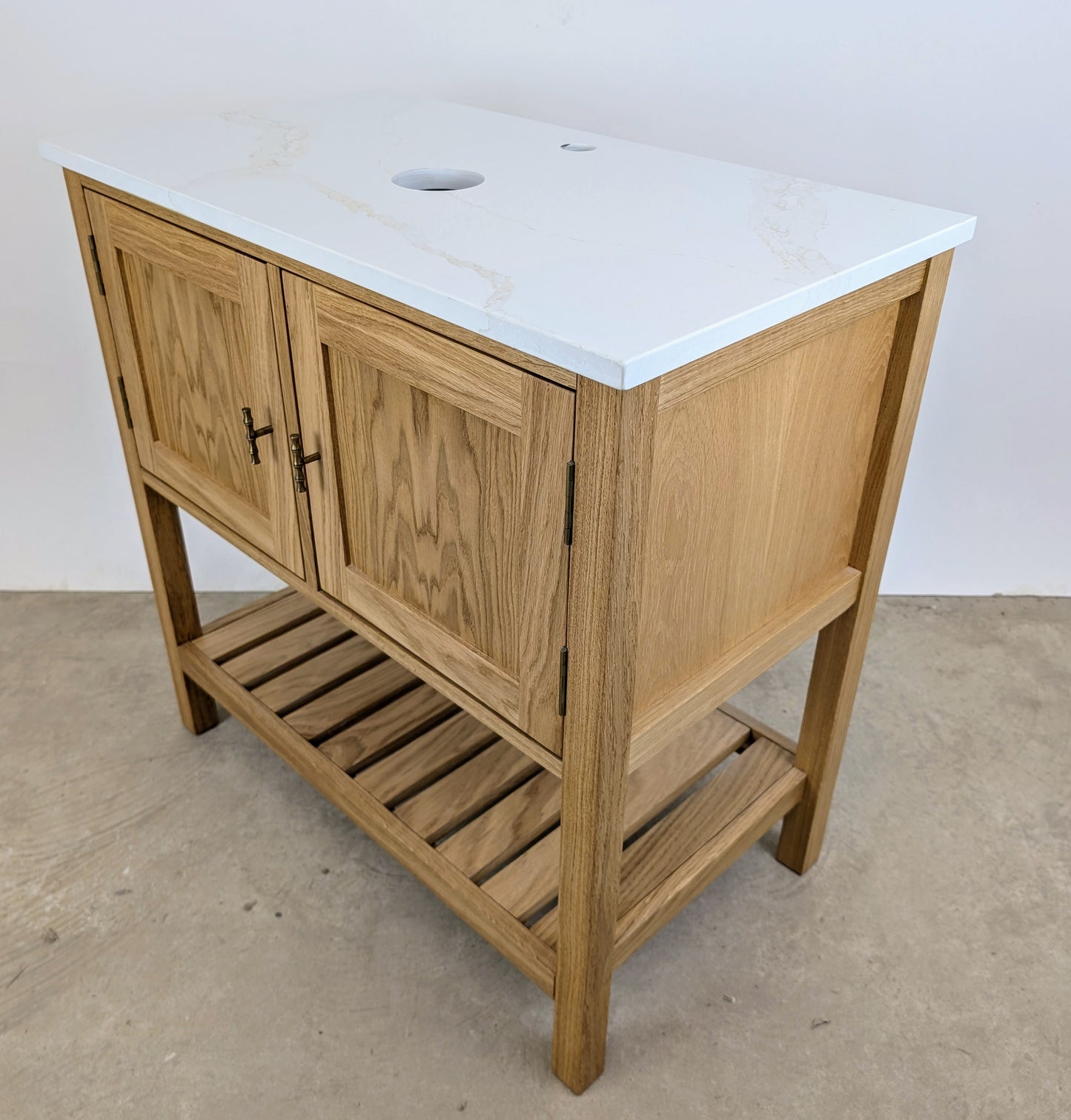 800mm Adelaide Oak Bathroom Vanity Unit with Counter Mounted Basin