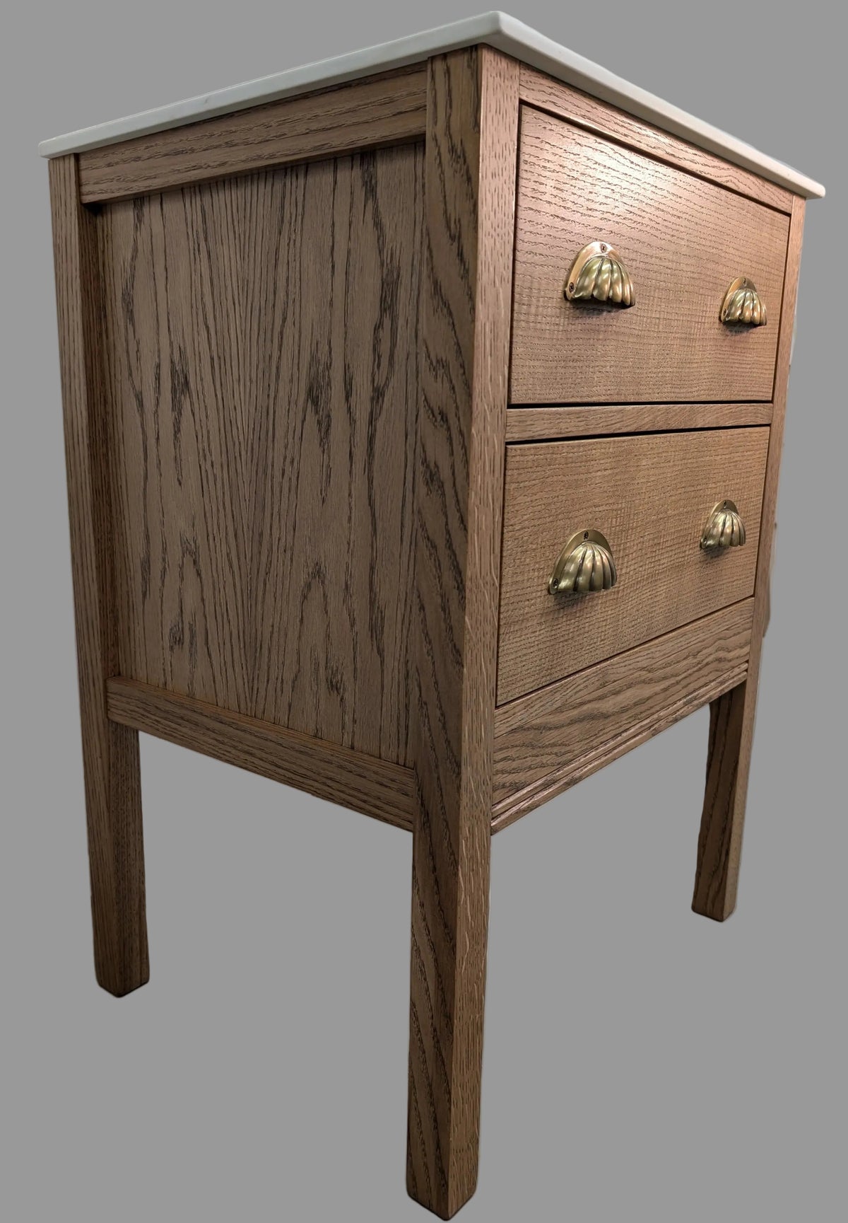600mm Pavilion Oak Bathroom Vanity Unit - Carrara Quartz Countertop