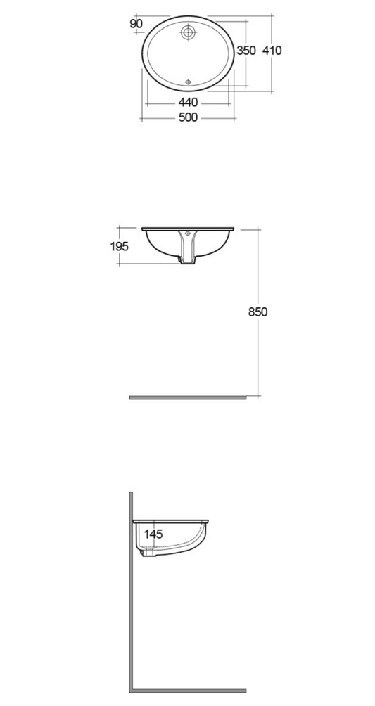 RAK Rosa Oval 500x410mm Undermount Basin