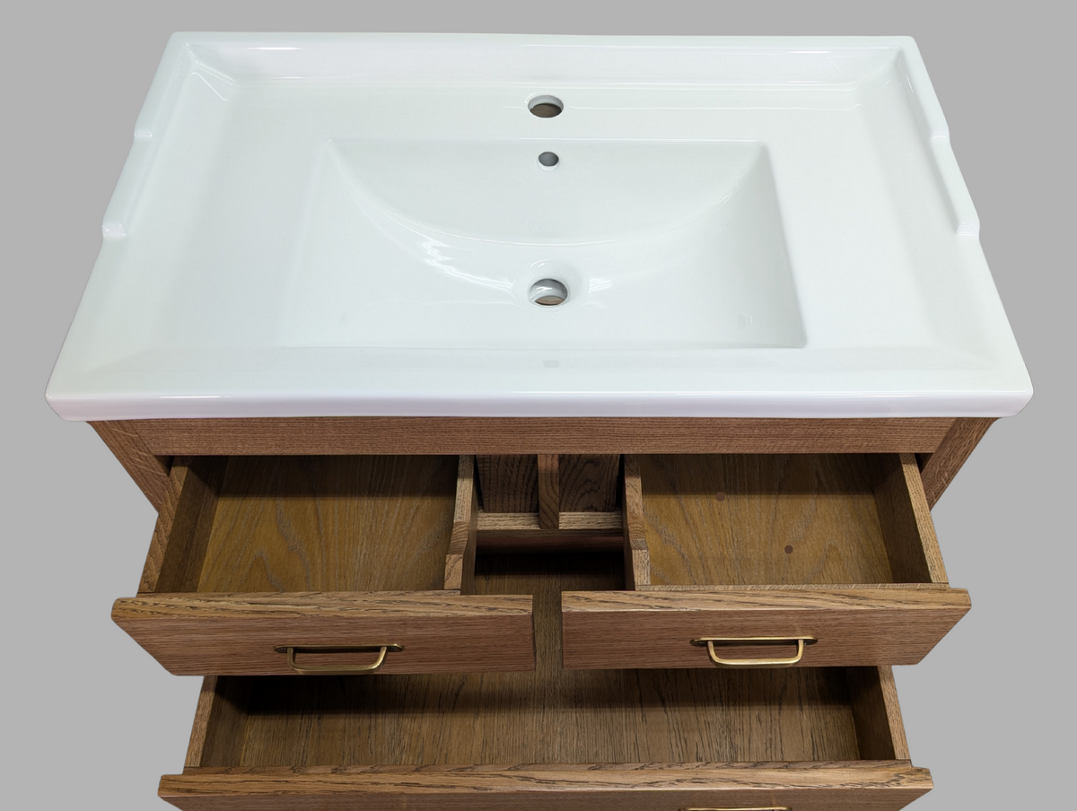 820mm Brunswick Oak Bathroom Vanity Unit