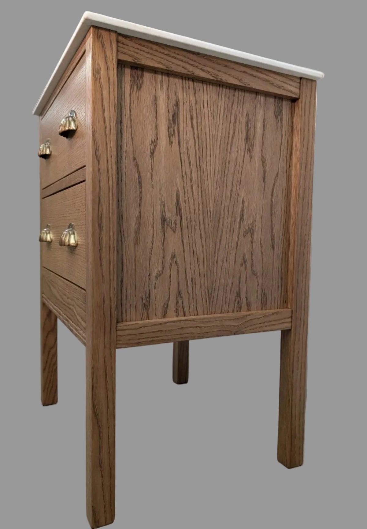 600mm Pavilion Oak Bathroom Vanity Unit - Carrara Quartz Countertop