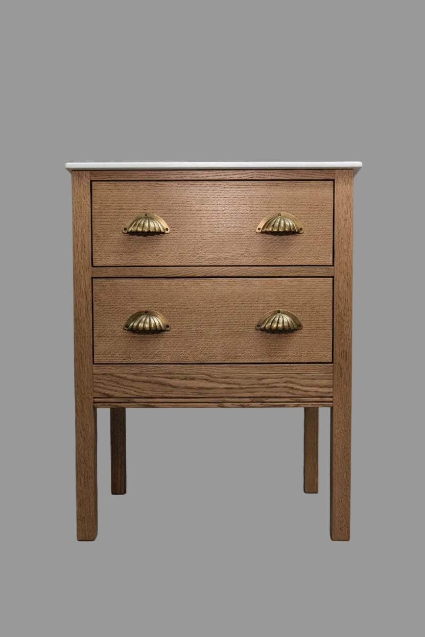 600mm Pavilion Oak Bathroom Vanity Unit - Carrara Quartz Countertop