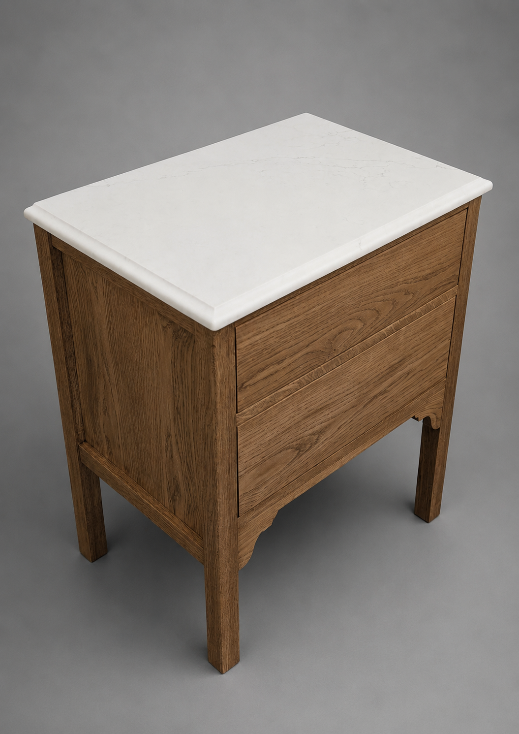650mm Pavilion Oak Bathroom Vanity Unit - Carrara Quartz Countertop