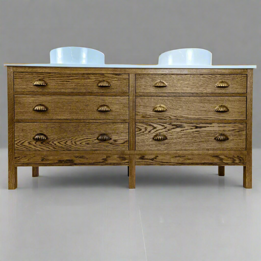 Double Hanover Oak Bathroom Vanity Unit