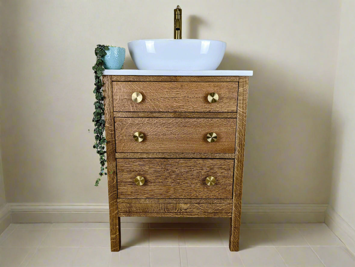 Vintage Inspired Solid Oak Bathroom Vanity Unit