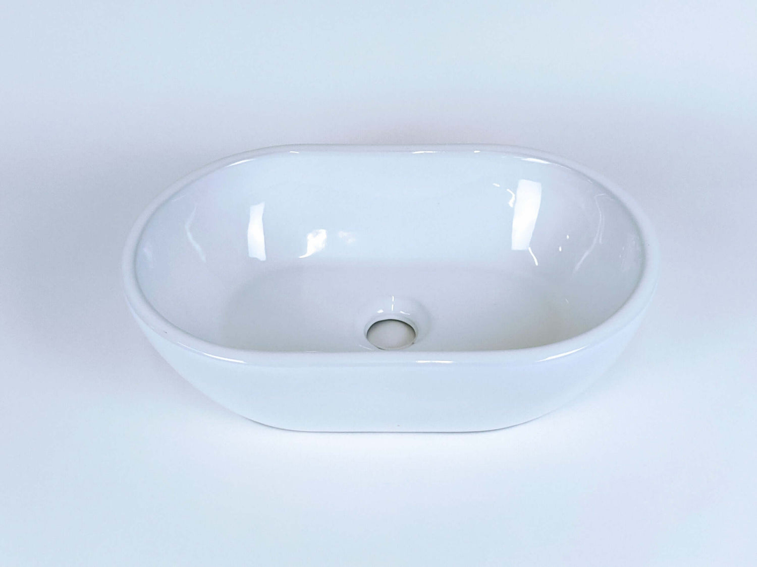 Countertop Curved White Ceramic Basin 440x290