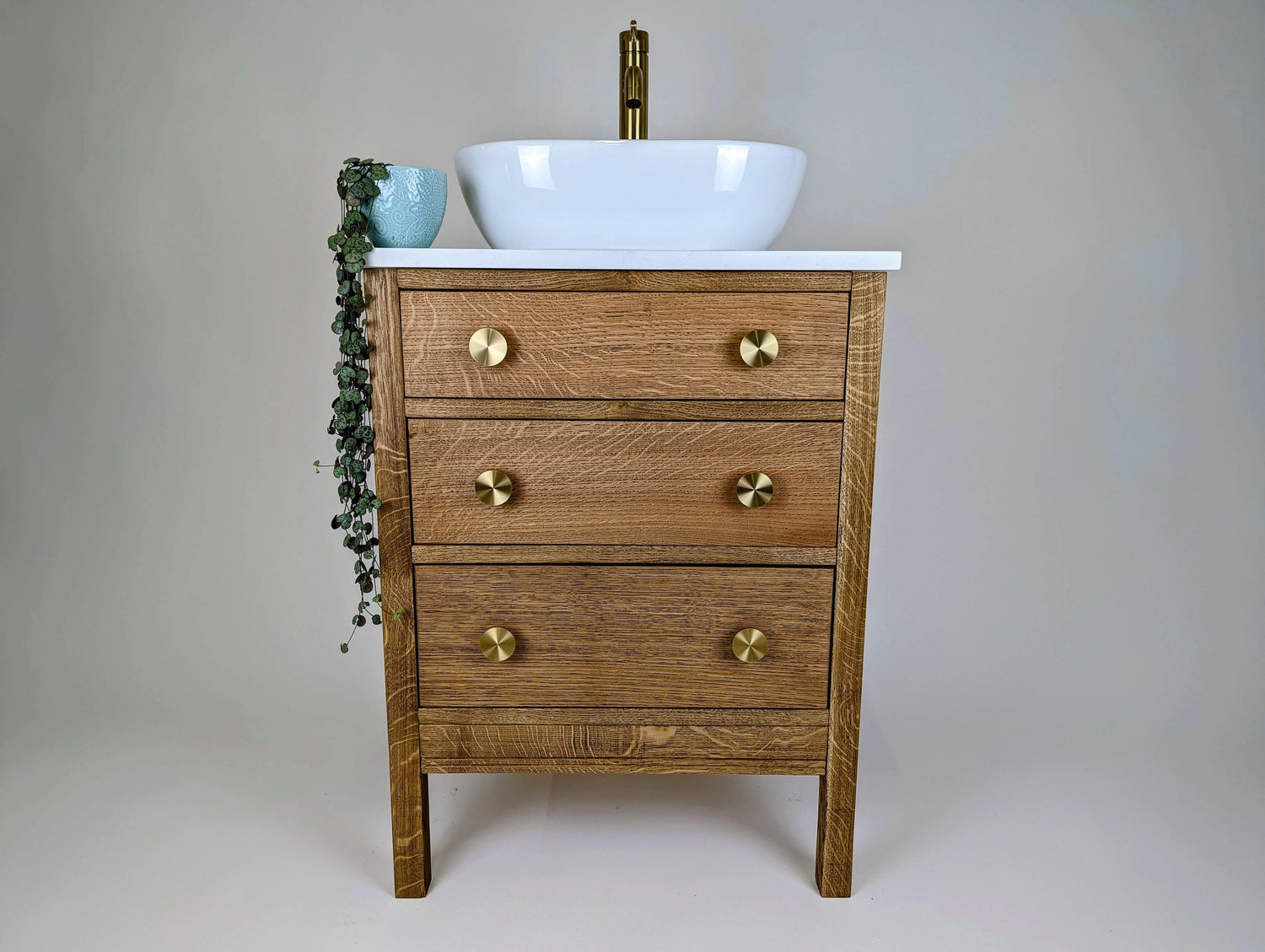 Vintage Inspired Solid Oak Bathroom Vanity Unit