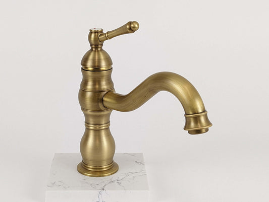 Vintage Brass Deck Mounted Basin Mixer